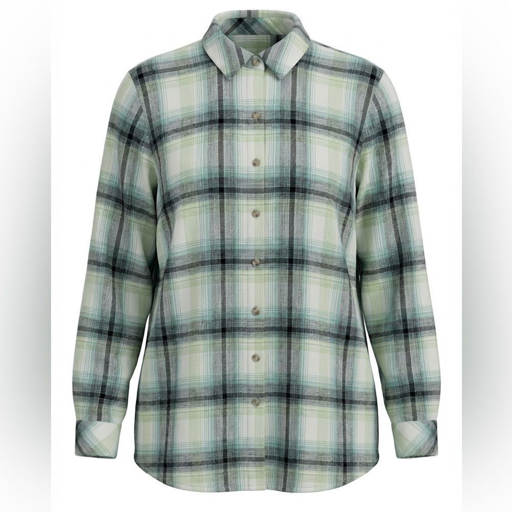 J JILL WOMENS BUTTON DOWN SHIRT SIZE S 2 TONE GREEN CHECK
